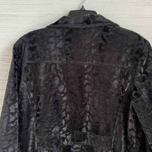 Mulberry Vintage  Street Black Coat Soft Giraffe Print Button Front Jacket Size M