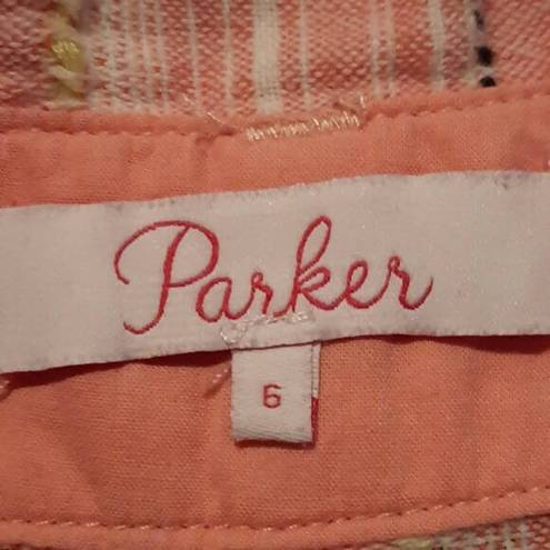 Parker  Carlo Striped Pink & White Paperbag High Rise Shorts Size 6