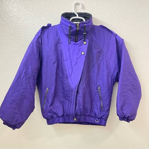 Edge Vintage Womens Inside  Ski Jacket 90s 80s Retro Zip Button Purple Black Coat