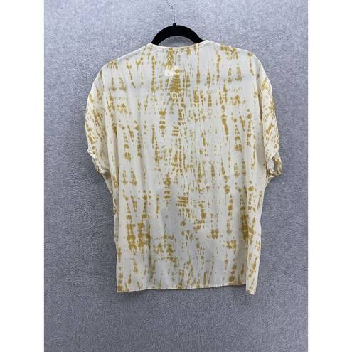 Karen Kane Kare Kane Women's Blouse V Neck Cropped Yellow Tie Dye Size XS USA Made