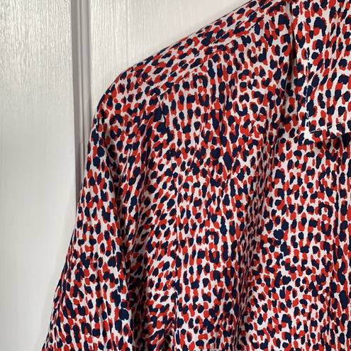 Tommy Hilfiger  Women’s July 4th Preppy Red Blue Roll-sleeve Button Blouse Sz L