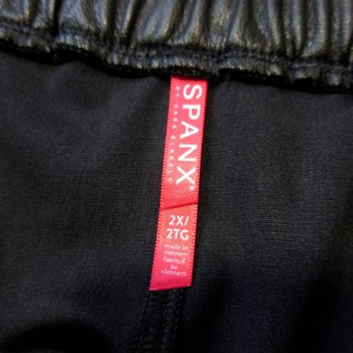 Spanx NWT  Leather Like Jogger in Noir Black Faux Vegan Pull-on Pants 2X