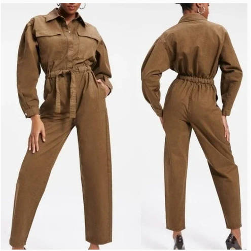 Good American  Army Green Utility Good Cinched Waist Jumpsuit Size Large