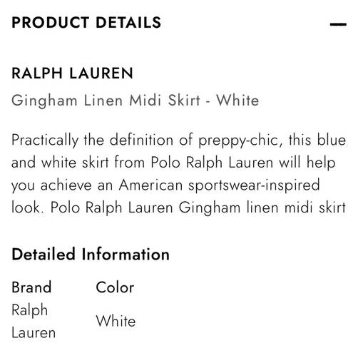 Polo NWT  Ralph Lauren Skirt Linen Midi Gingham Blue Belted Midi Skirt