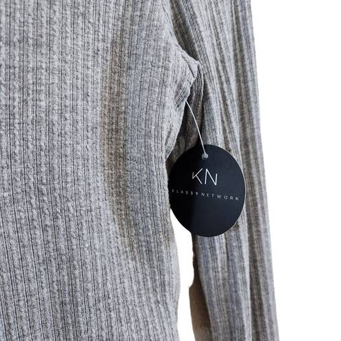 Klassy Network  Gray Crop Jacket 1/2 Zip Ribbed Brami Built in Bra Size Medium