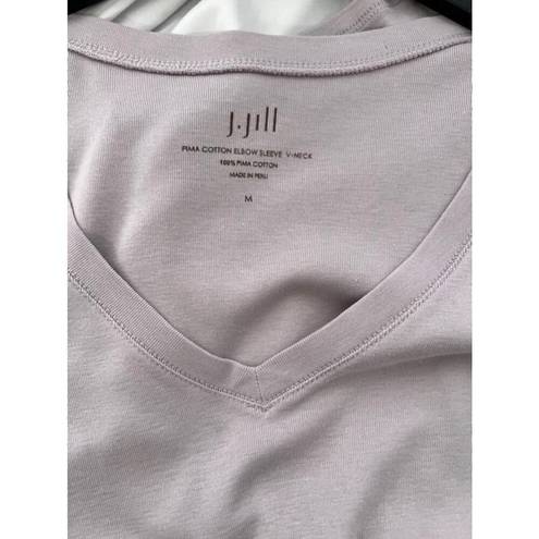 J.Jill  Light Purple Pima cotton elbow sleeve V-Neck T-Shirt - Size M