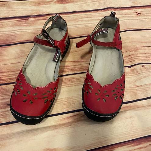 Jbu  Red Deep Sea Encore Mary Jane Shoes, Size 7M