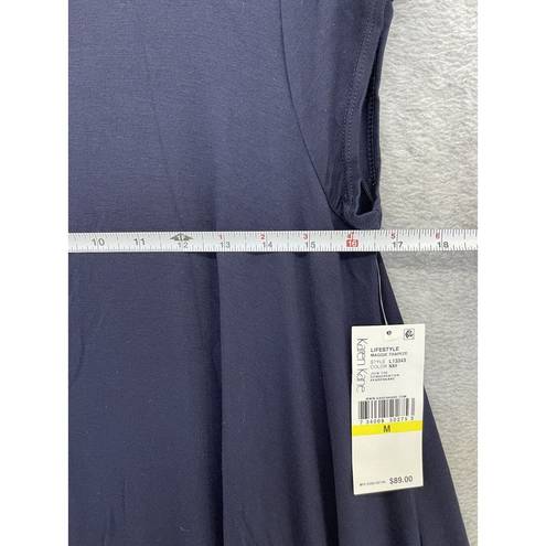 Karen Kane  Women's Shift Dress Solid Blue Scoop Neck Size Medium Relaxed USA