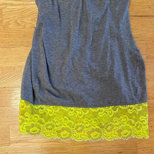 Natori Josie by  Gray Lime Green Lace Sleep Minimalist Preppy Tank