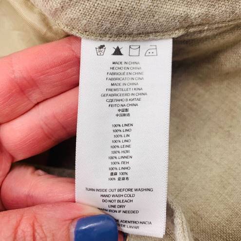 Michael Kors  Skirt Womans 6 Tan Raw Edge Linen Mini Pencil Faux Wrap Button