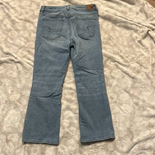 American Eagle  Stretch Hi Rise Kick Crop Jeans Size 10 Distressed