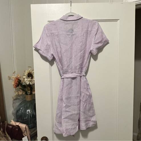 Hill House  The Laura Linen Dress in Lilac Stripe Purple Size XSMALL NWT