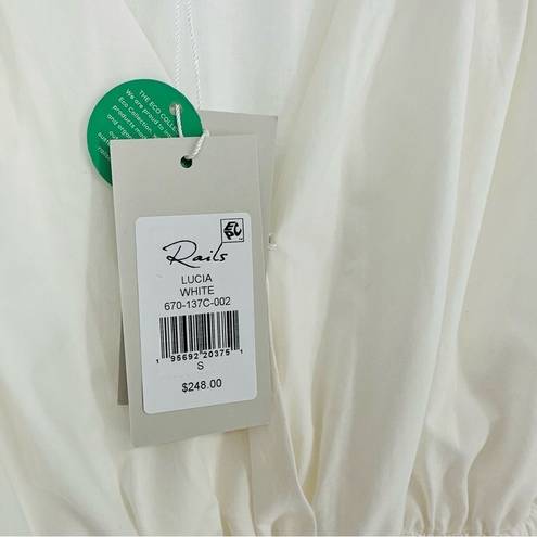 Rails  Lucia Tiered Midi Dress Cap Sleeves Cotton Poplin White Women's Small NEW