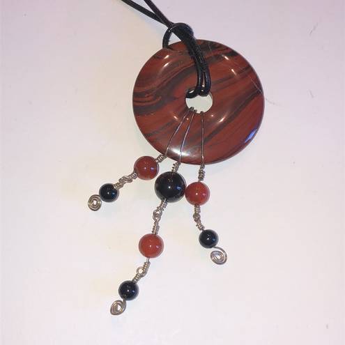 Onyx Handmade Vintage Boho Carnelian &  ? Semi Precious Stones Pendant Necklace