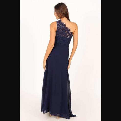 Petal and Pup  Diana Navy Blue Lace One Shoulder Maxi Dress S