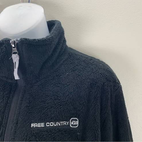 Free Country  Black Fuzzy Fleece Full Zip Up Jacket coat size XL