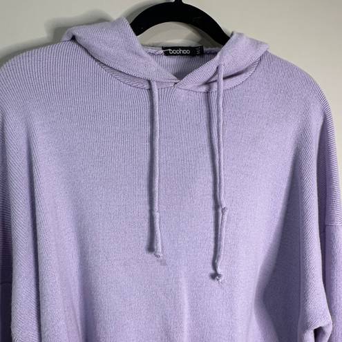 Boohoo Violet Cropped Hoodie Knit  