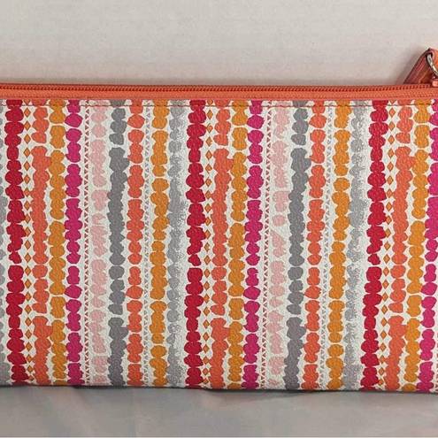 Vera Bradley  Pixie cosmetic bag wristlet confetti stripe  orange/pink/red