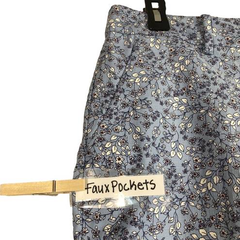 The Loft  Womens Pants Sz 8 The Riviera Slim Blue Floral Crop Cropped Ankle Mid Rise