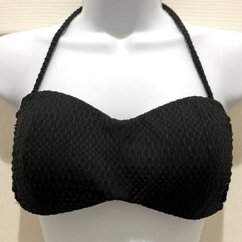 Robin Piccone  Black Halter Crochet Bikini Top