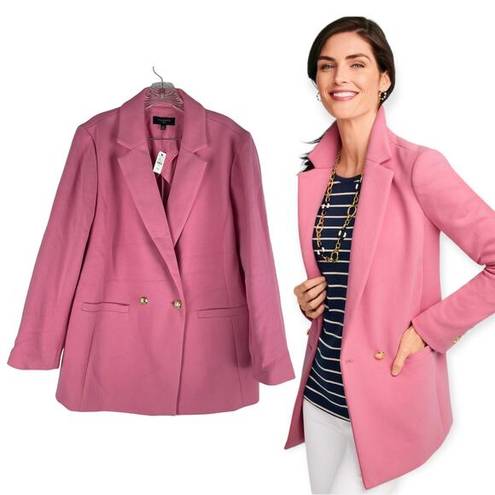 Talbots  Double Knit Long Blazer Jacket Double Breasted Pink Size 14W