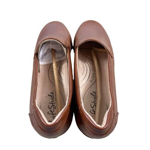 Life Stride  Nina Walnut Brown Faux Leather Slip On Loafers NWOT 7.5W