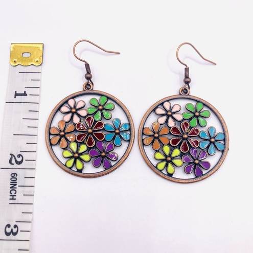 Daisy New Women’s Boho  Flower Power Disk Hook Earrings