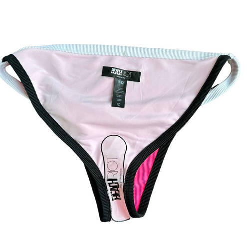 Beach Riot NEW  Becca Colorblock Neon Pink White Black Bikini Bottoms Size Large