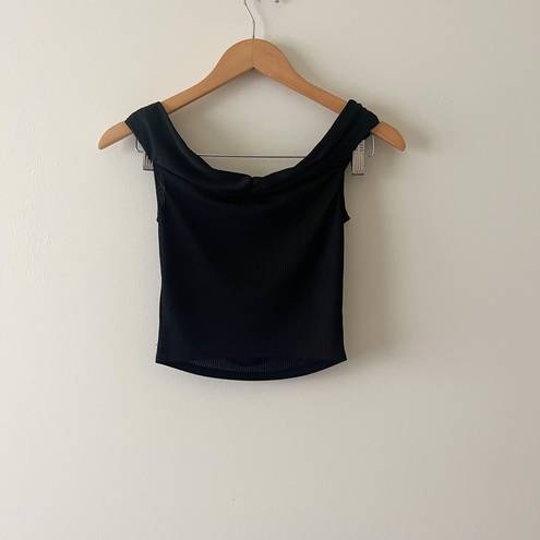 Silence + Noise Black Off the Shoulder Crop Top Size Small