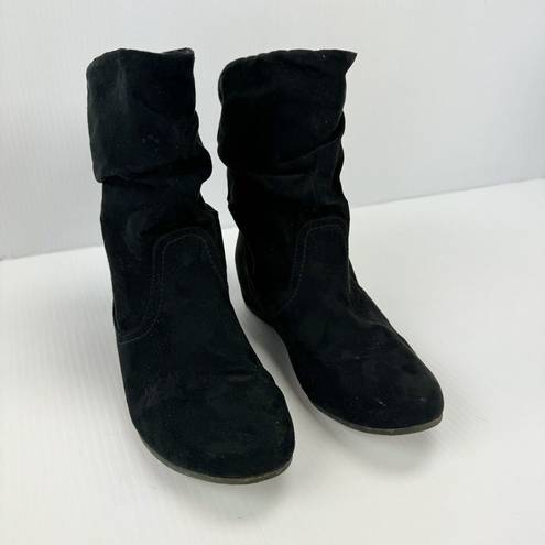 X-Appeal  Size 8 Womens Carney Wedge Boot Black Faux Suede