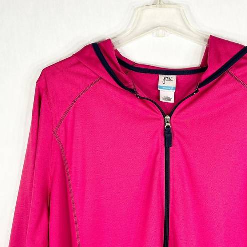 Just My Size JMS  4X Jacket Hot Pink Navy Blue Trim Full Zip Hooded Active 1612