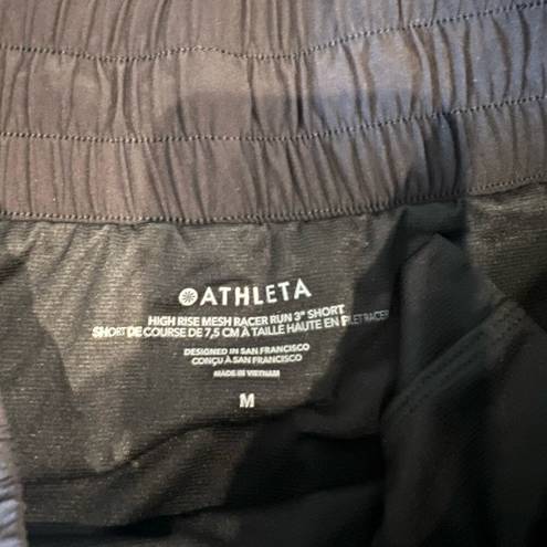 Athleta  High Rise Mesh Racer Run 3" Short in Black Size Medium