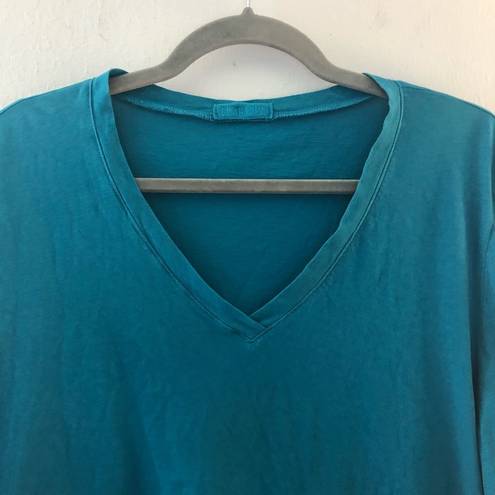 CP Shades  Tee Teal Blue V Neck 3/4 Sleeves Top Sz M/L (See Measurements) EUC