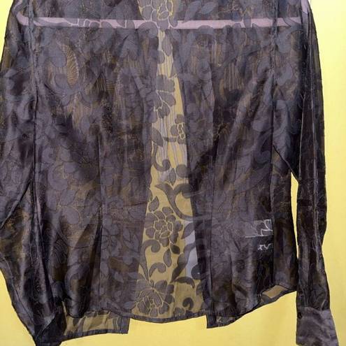 Susan Bristol  Women’s Sheer Floral Brown Blouse Size 4‎ Pre-owned