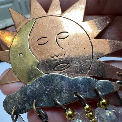 Handcrafted Metal Sunshine Brooch Pin