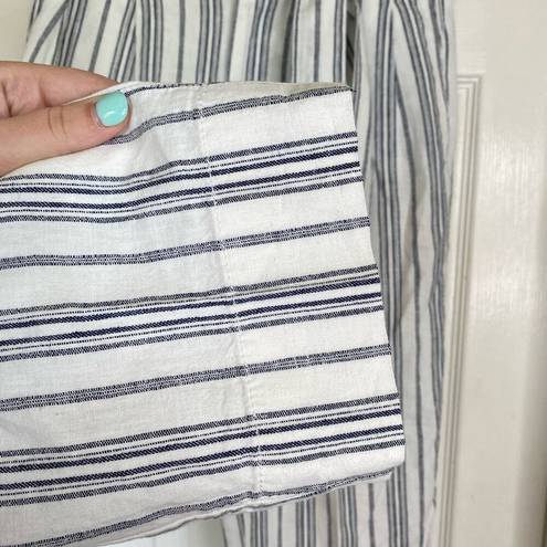 Madewell  Linen-Cotton Paperbag Pants in Dark Baltic Stripe Size 4 Beachy Summer