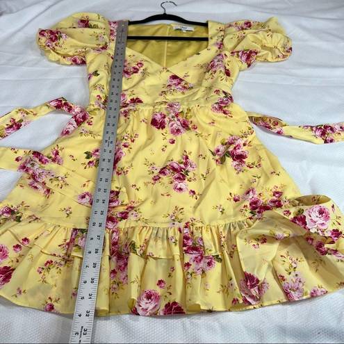 Likely ReVolve  Yellow Pink Rose Mini Quinn Dress in Snapdragon NWOT