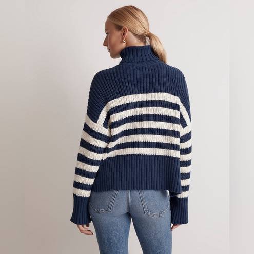 Madewell  Wide Rib Turtleneck Sweater Navy and White Striped Women’s size medium