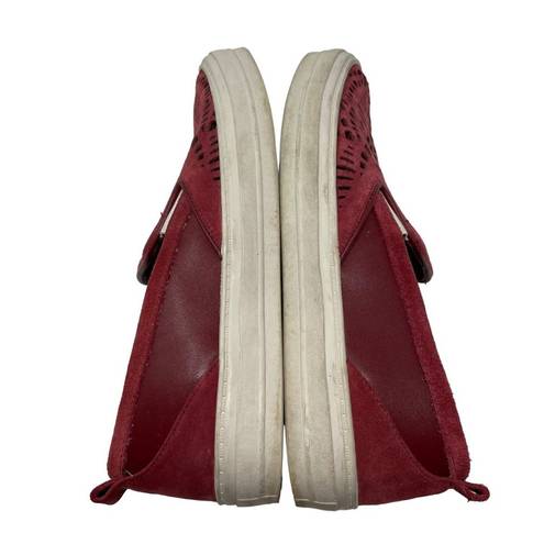 Nine West  Oletta Perforated Sneaker Lasercut Red Burgundy Suede Slip-on Size 8.5