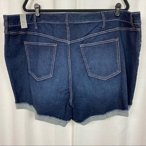 Torrid  Hi Rise Dark Wash Troubadour Button Fly Shorts Sz.26W NWT