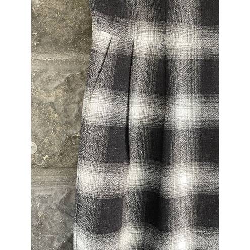 Ann Taylor Black White Plaid Wool Blend Shift Dress Size Medium