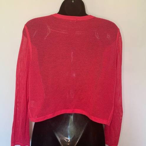 Talbots  Hot Pink Net Cropped Cardigan