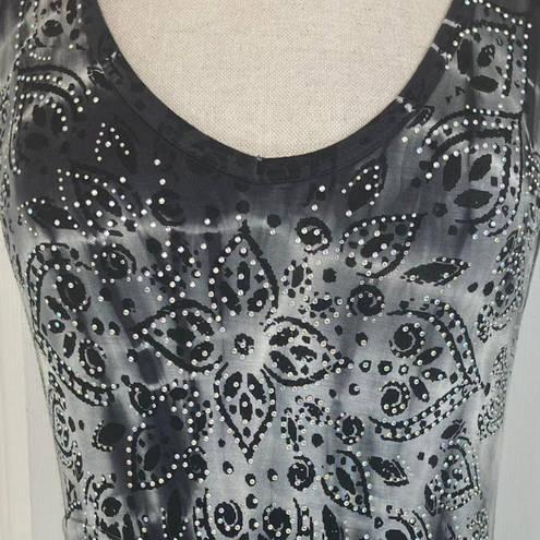 Vocal  rhinestone hi low dress, ladies small gray tie dye graphic tank dress