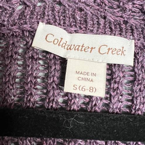 Coldwater Creek  Linen Rayon Open Short Sleeve Knit Cardigan Purple S