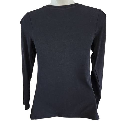 Klassy Network  Peek a boo Long Sleeve Shirt Black Built in Bra Brami Size Medium