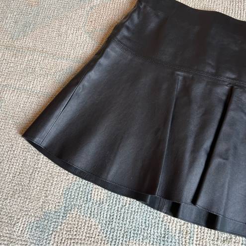 Vince  Black Lambskin Leather Flare Mini Skirt | Size 2