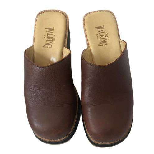 Krass&co The Walking . Sandals Slide Wedge Heels Size EU 38 / US 7.5 Leather Brown