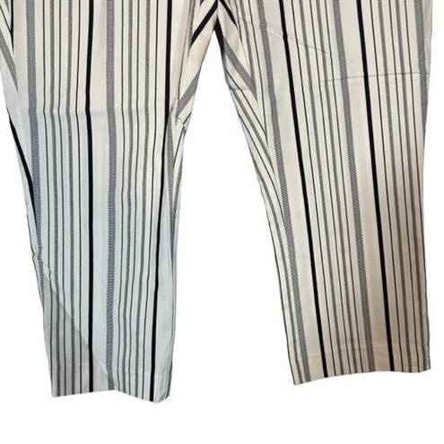 Krass&co NY &  7th Avenue White Striped Cotton Blend Cropped Pants Women Sz 12