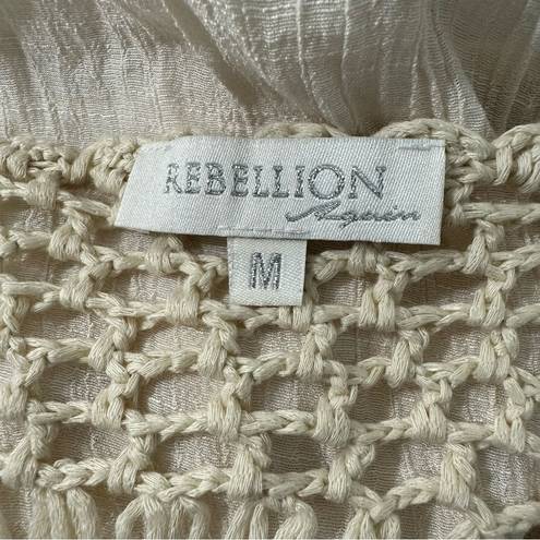 Rebellion  Again women's crochet cream colored long kimono size medium