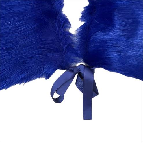 NWT NY& New York & Company Faux Fur Stole Wrap Shawl Blue